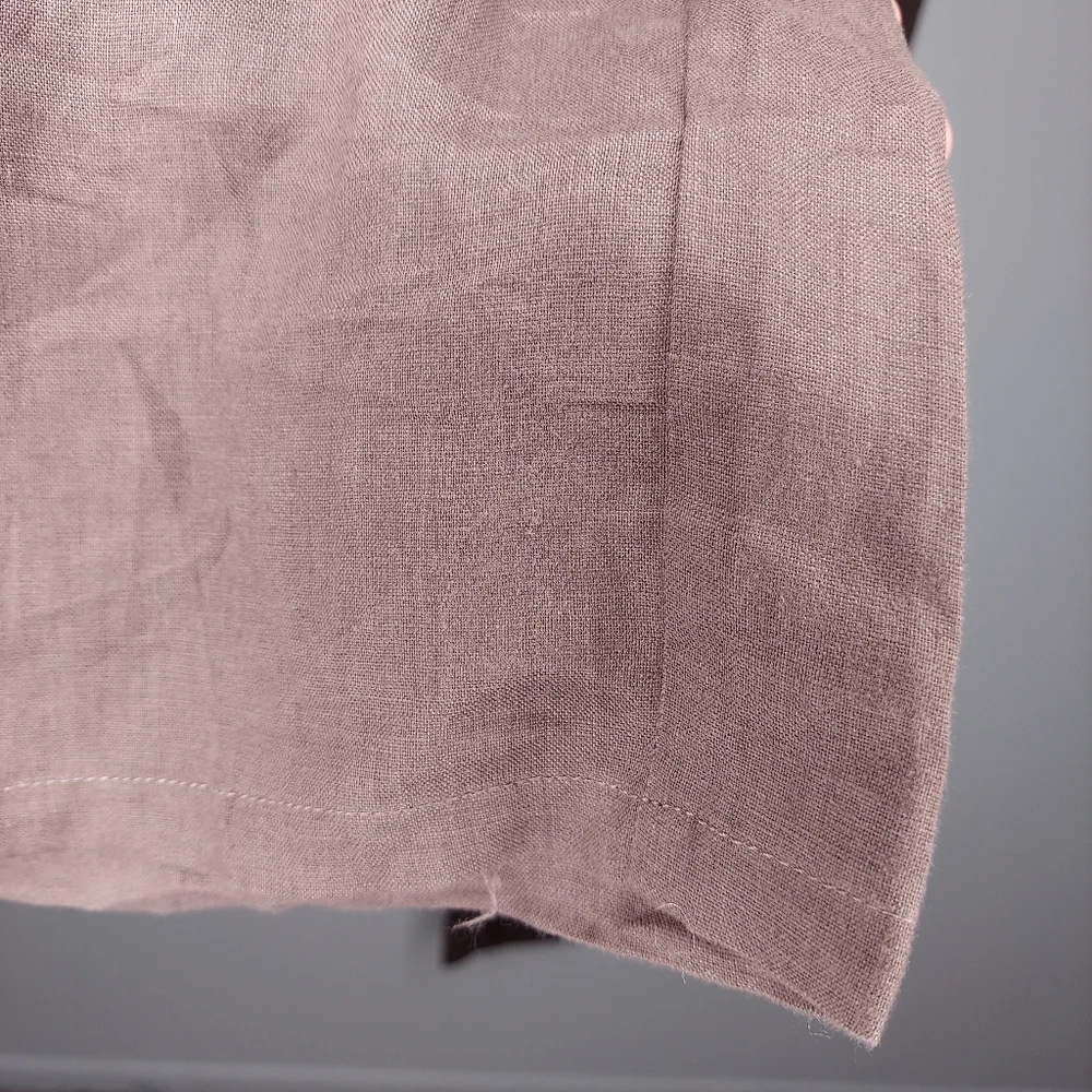 Mariyaab Linen Pants Straight Drawstring Tie Pocket Button Zip Cocoa Brown 42 - Picture 7 of 7